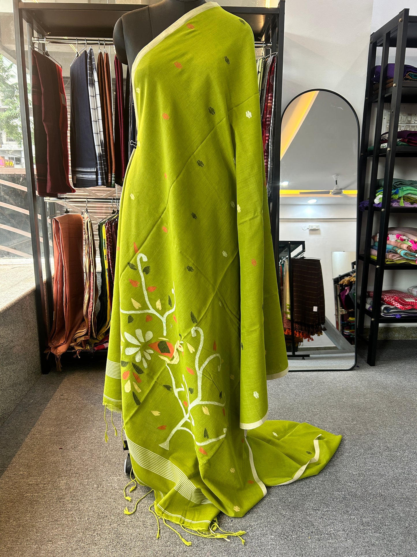 GREEN MUL JAMDANI SAREE