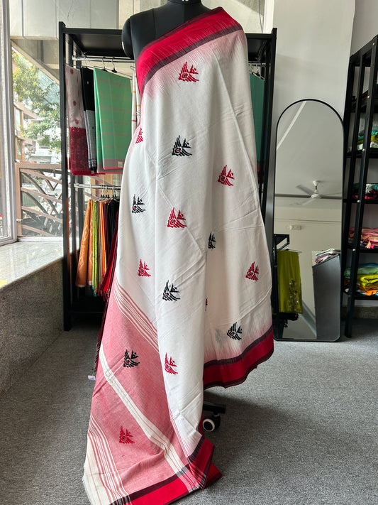 WHITE DHANIAKHALI SAREE