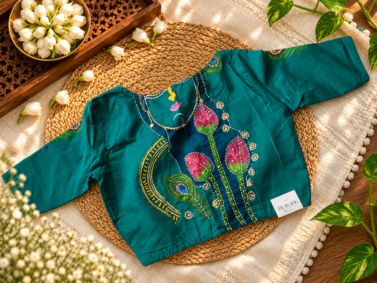 Blue hand painted blouse