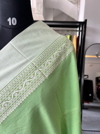 GREEN MERCERISED COTTON SAREE
