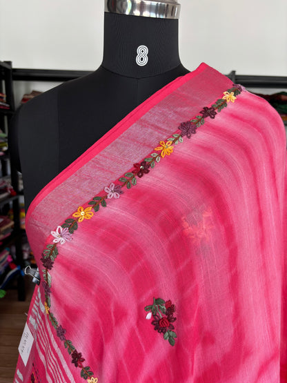 PINK LINEN SAREE