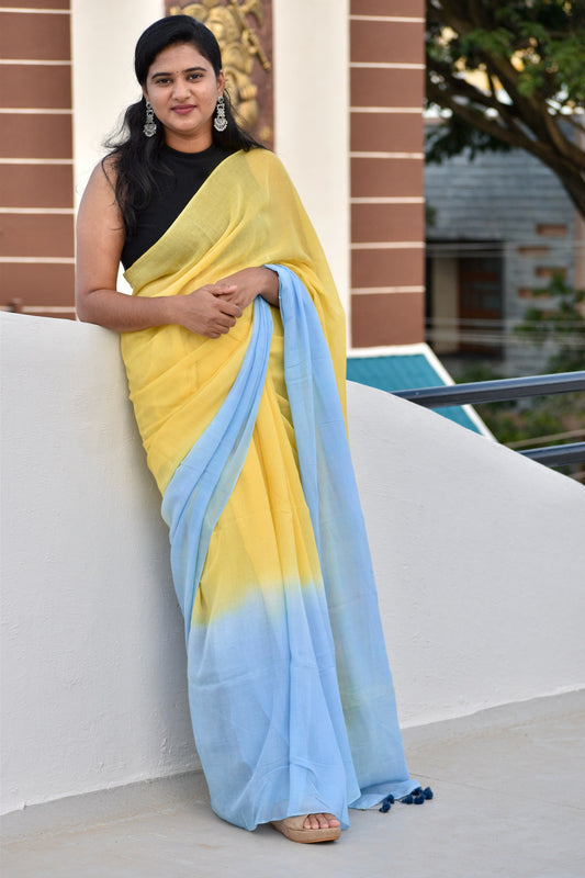 YELLOW MUL SAREE