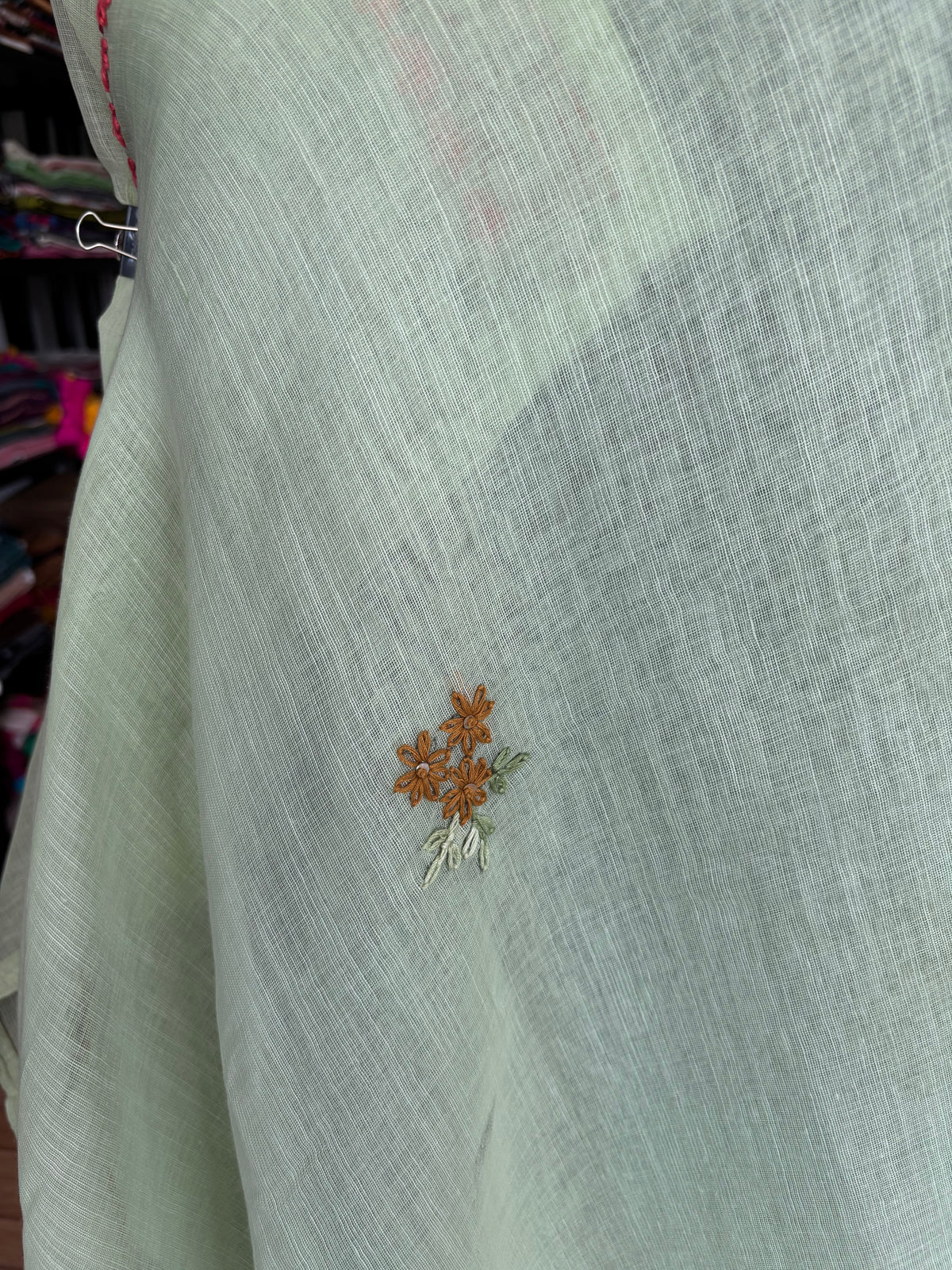 GREEN LINEN SAREE