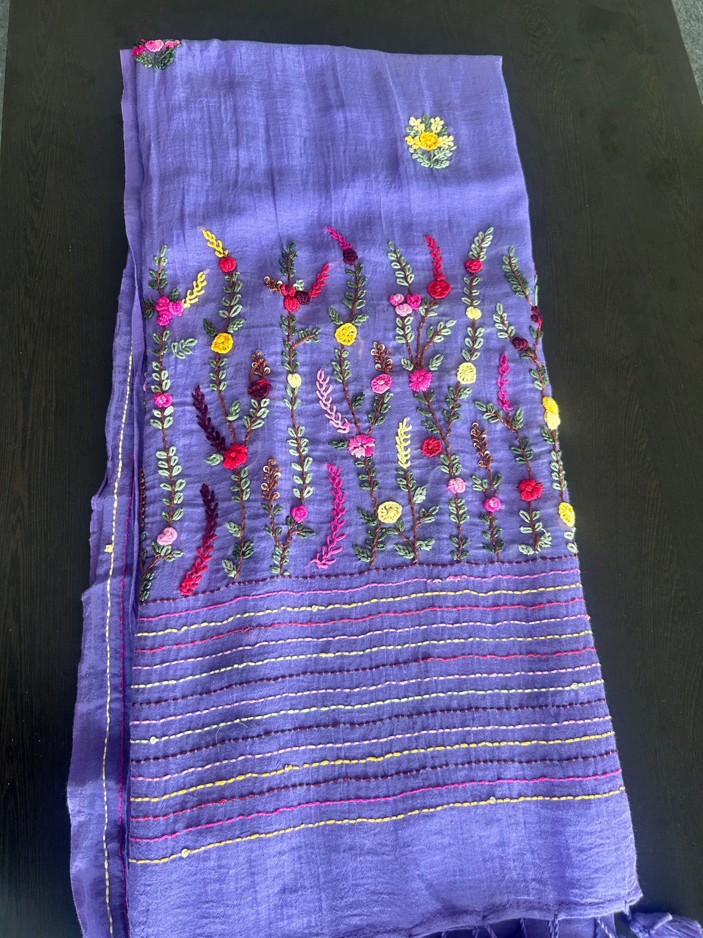 PURPLE EMBROIDERY MUL SAREE