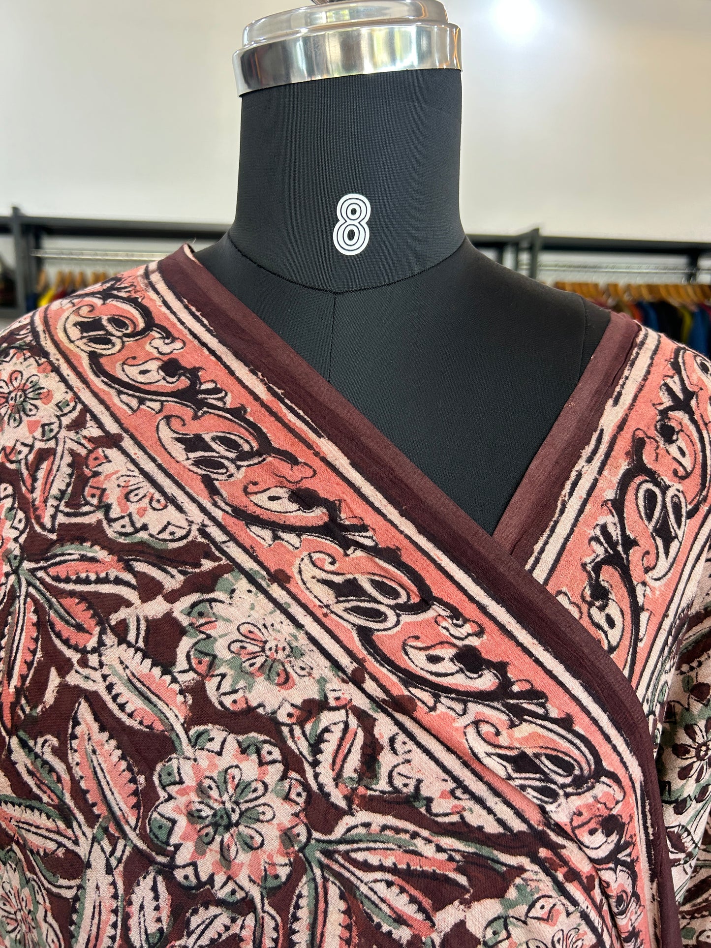 Brown kalamkari mul saree