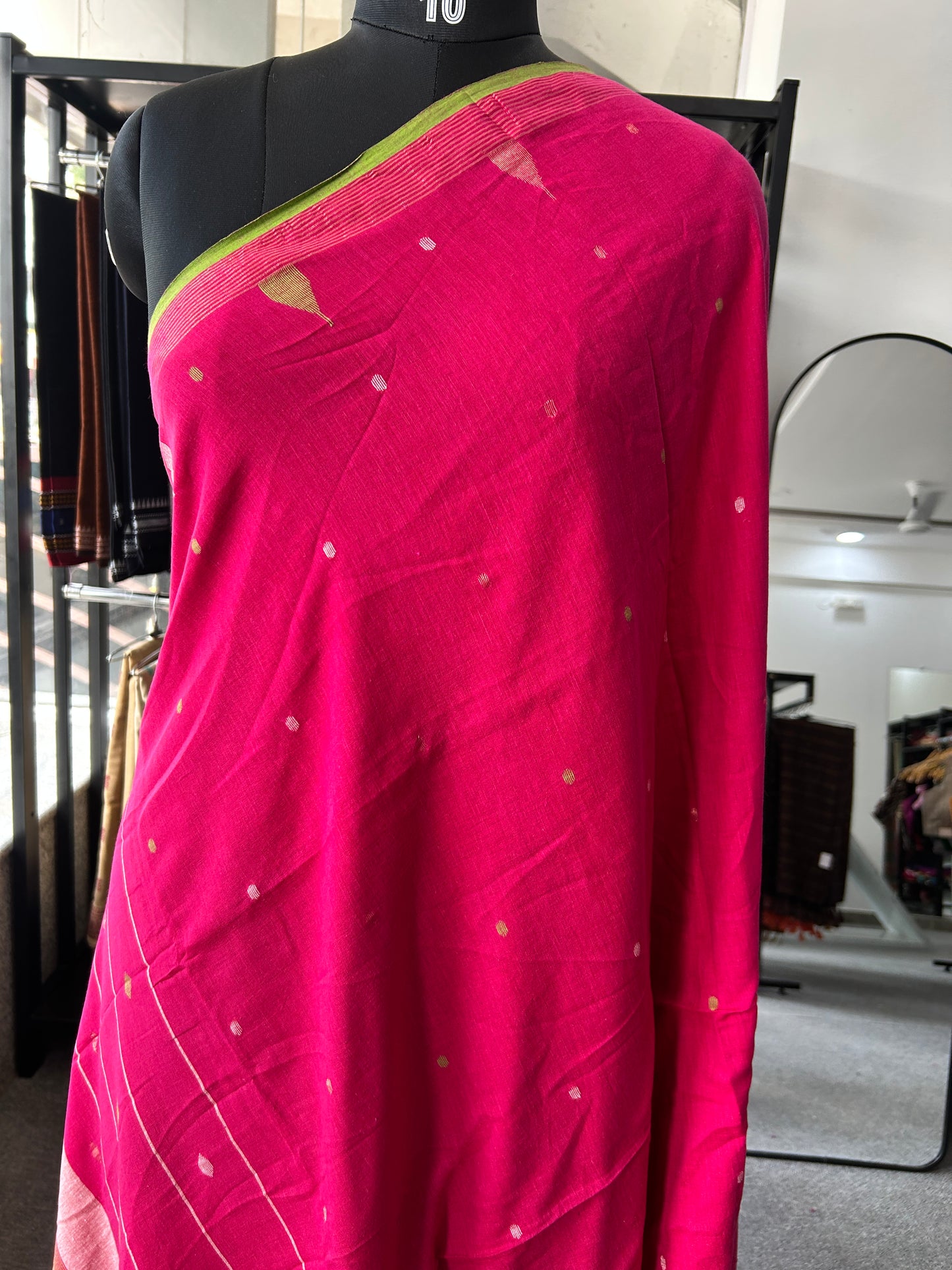 PINK KHADI JAMDANI SAREE