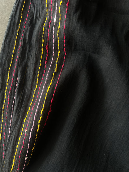 BLACK EMBROIDERY MUL SAREE