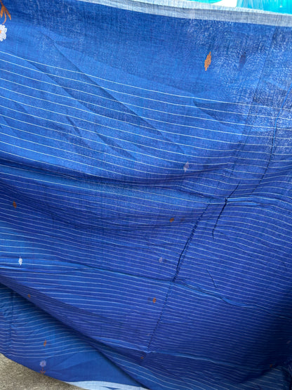 BLUE KHADI JAMDANI SAREE