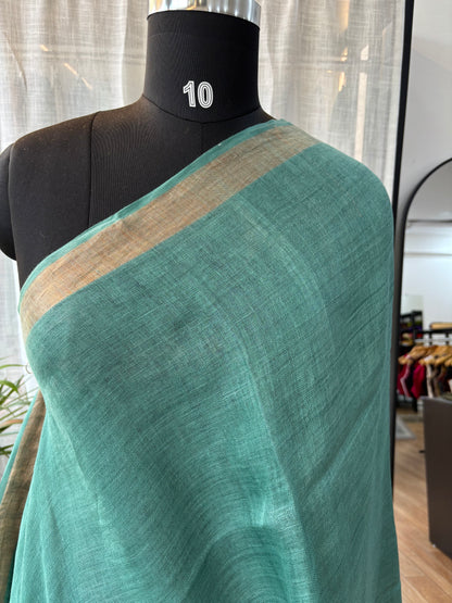 BLUE PURE LINEN SAREE