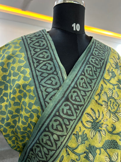 GREEN AJRAKH MUL SAREE