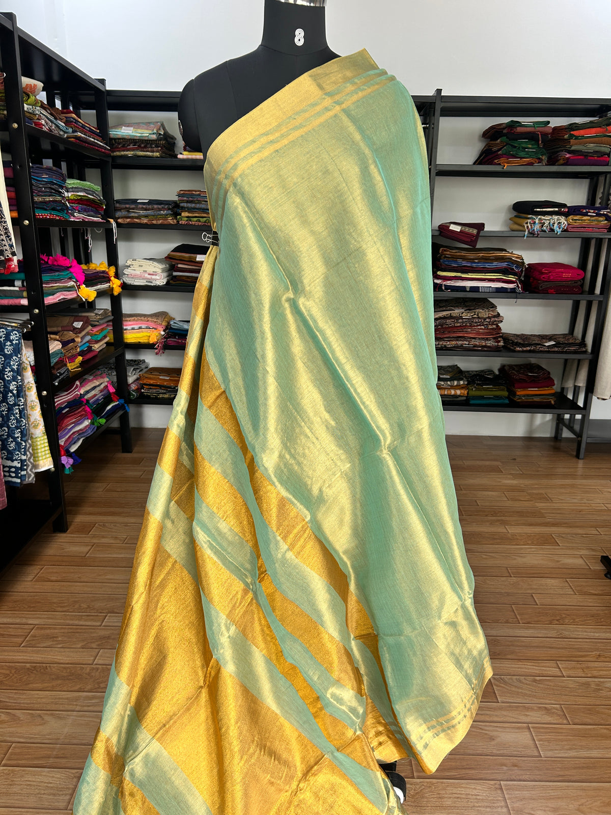 GREEN TISSUE  MUL SAREE