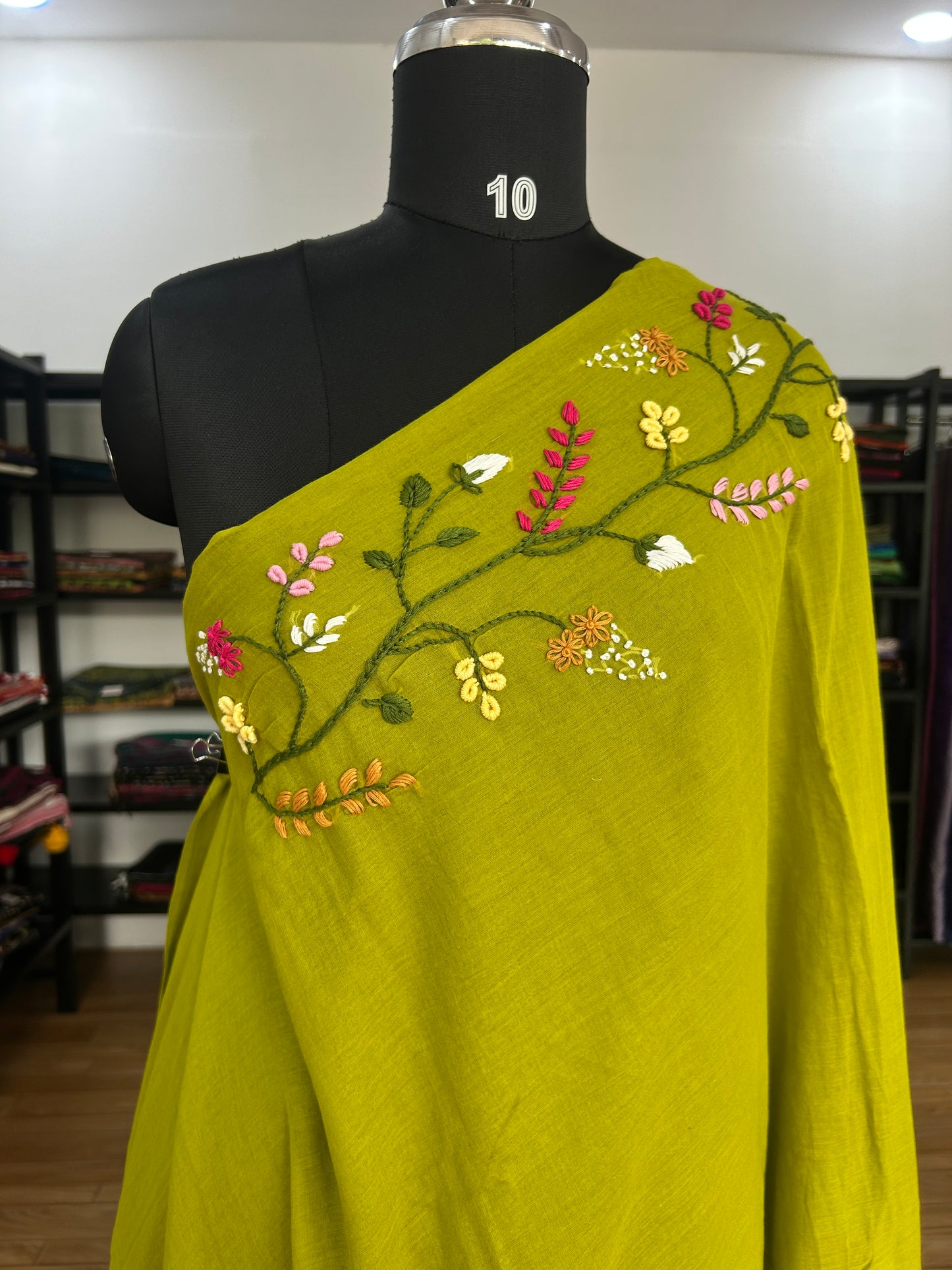 GREEN KATHA MUL SAREE