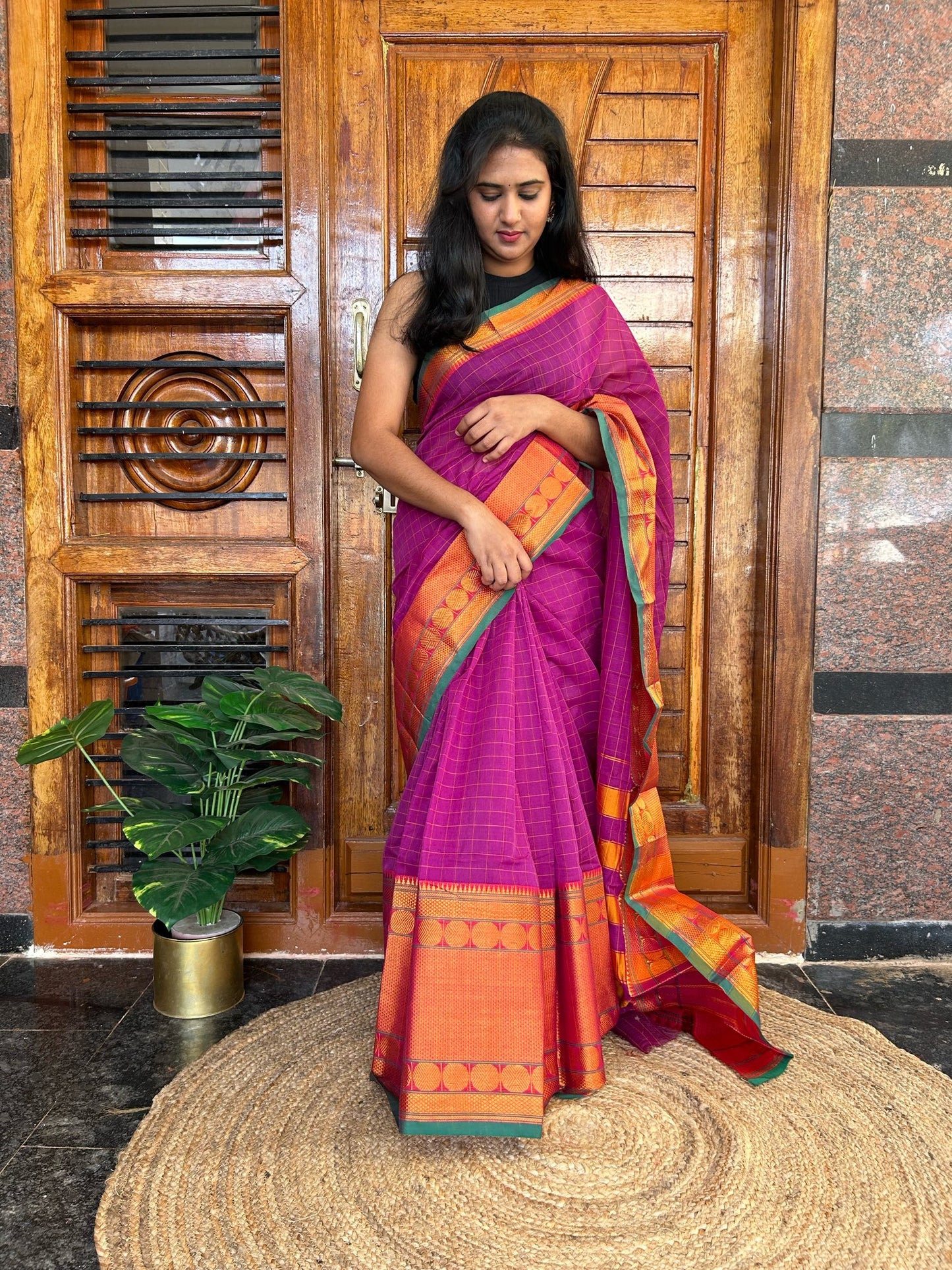 Pink Narayanpet saree.