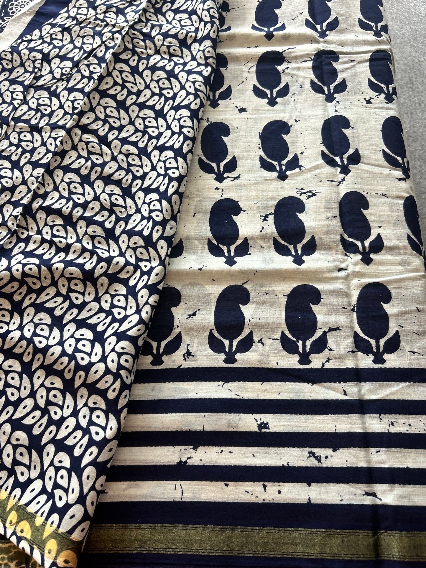 Blue chanderi mul cotton