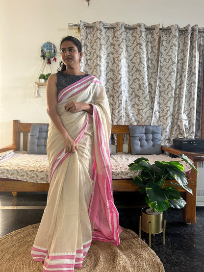 BEIGE MERCERISED SAREE