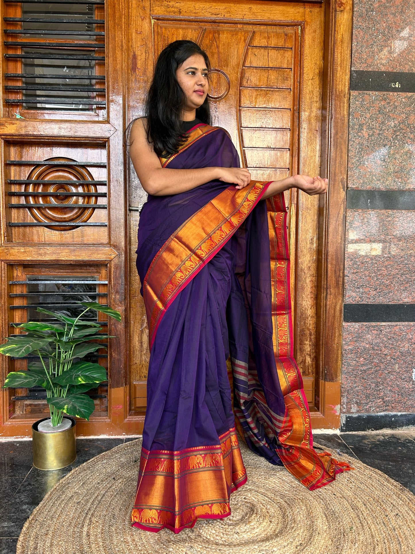 Purple Narayanpet saree.