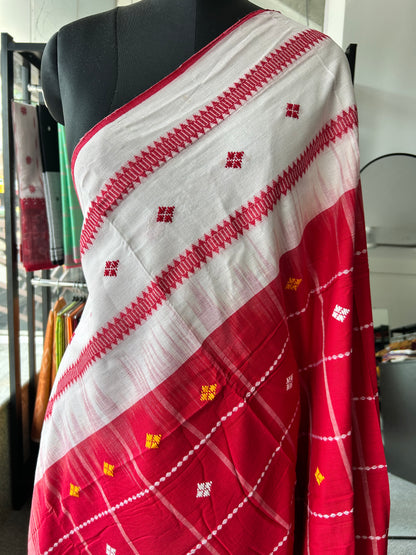 RED DHANIAKHALI SAREE