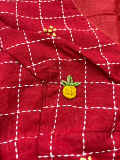RED EMBROIDERED  BLOUSE