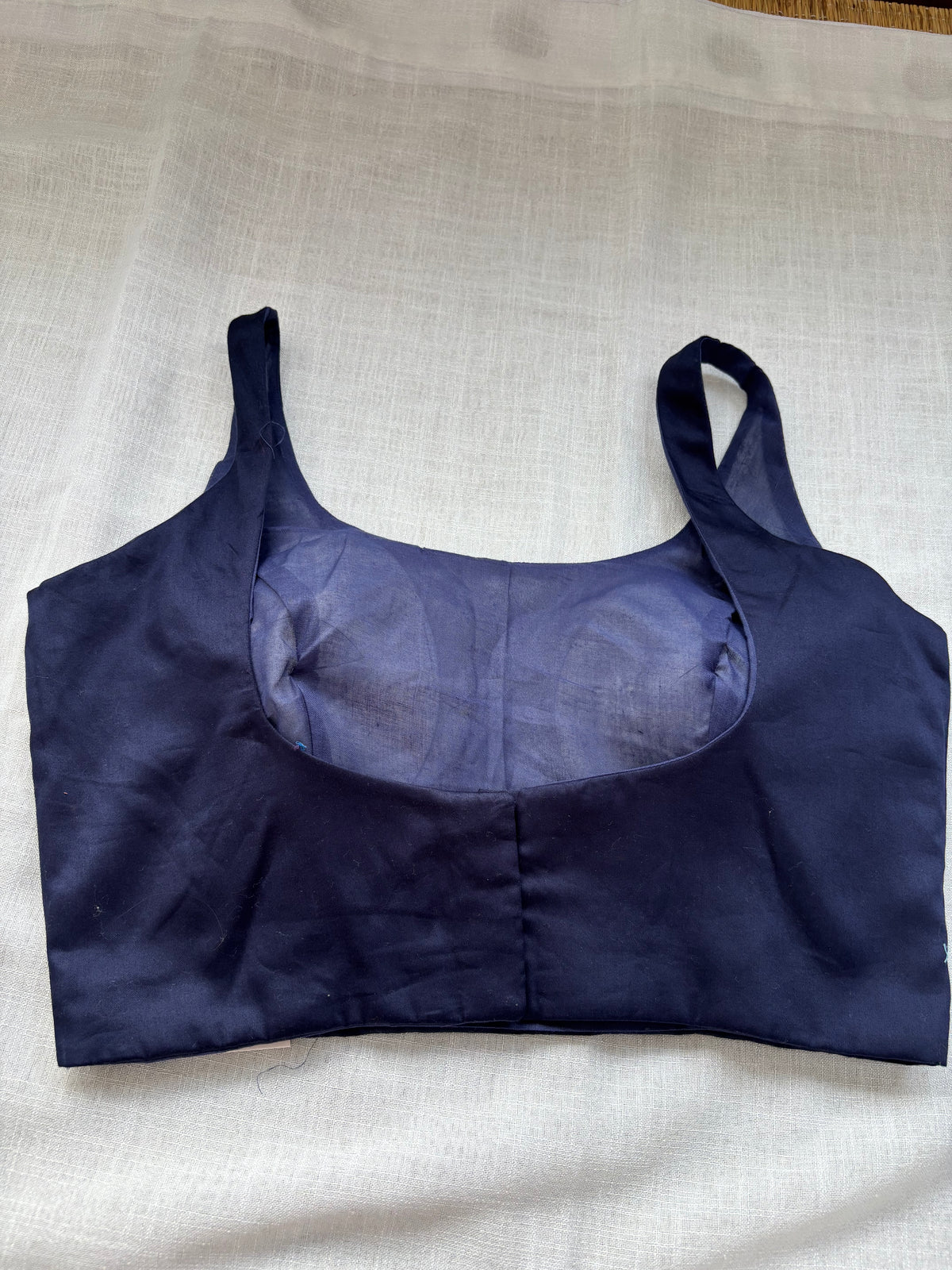 NAVY BLUE COTTON BLOUSE