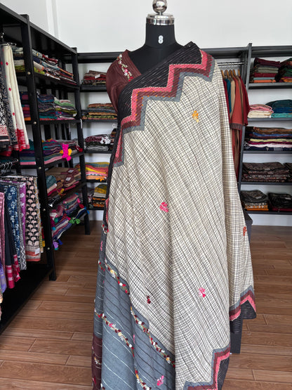 GREY  EMBROIDERED SAREE