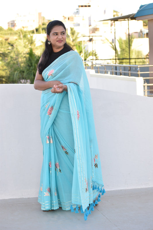 BLUE MUL SAREE