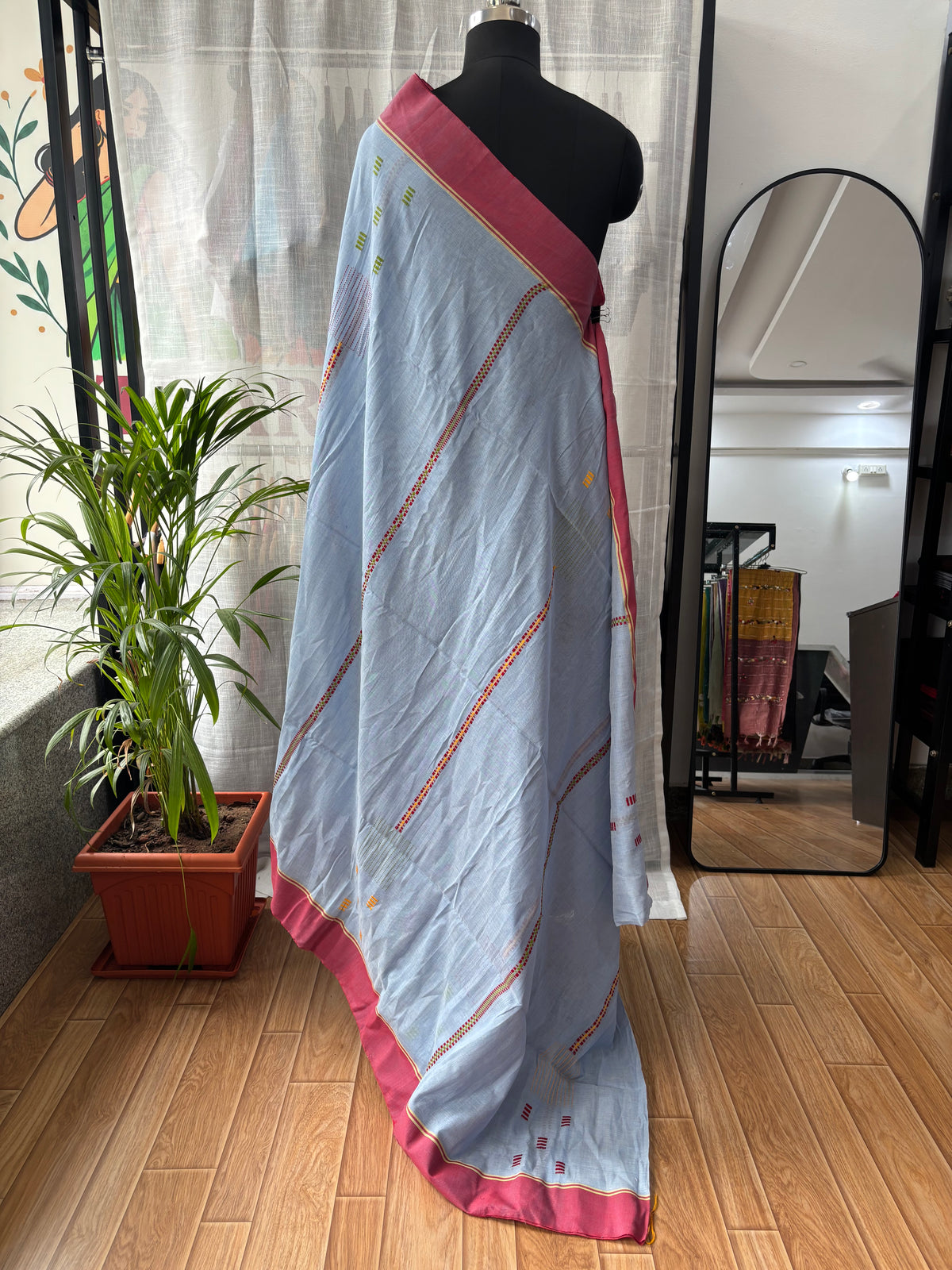 LIGHT BLUE JAMDANI SAREE