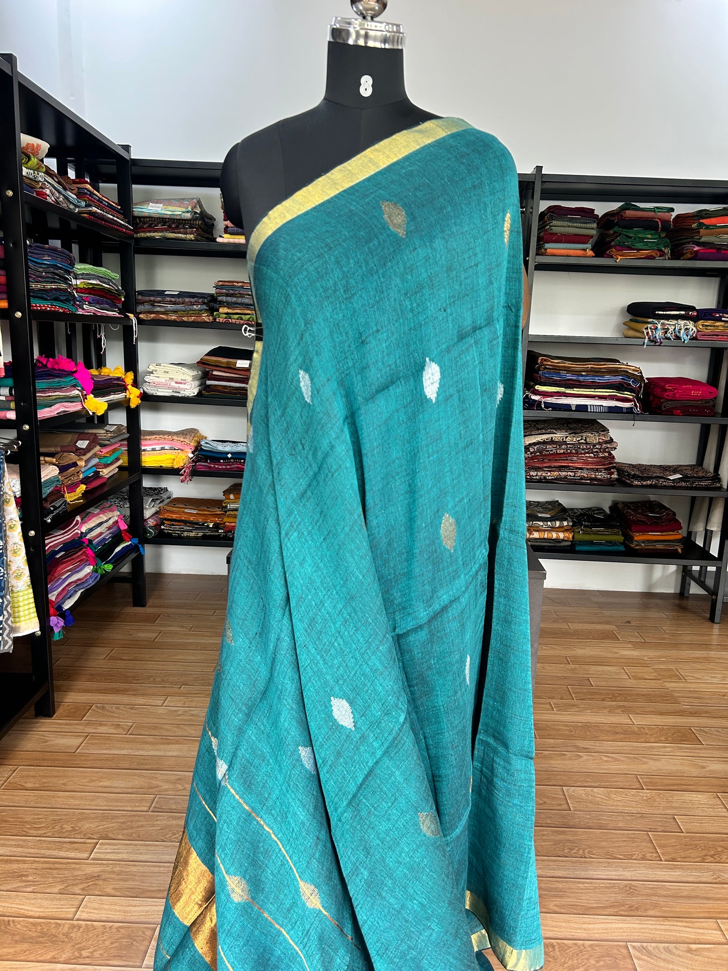 GREEN LINEN SAREE