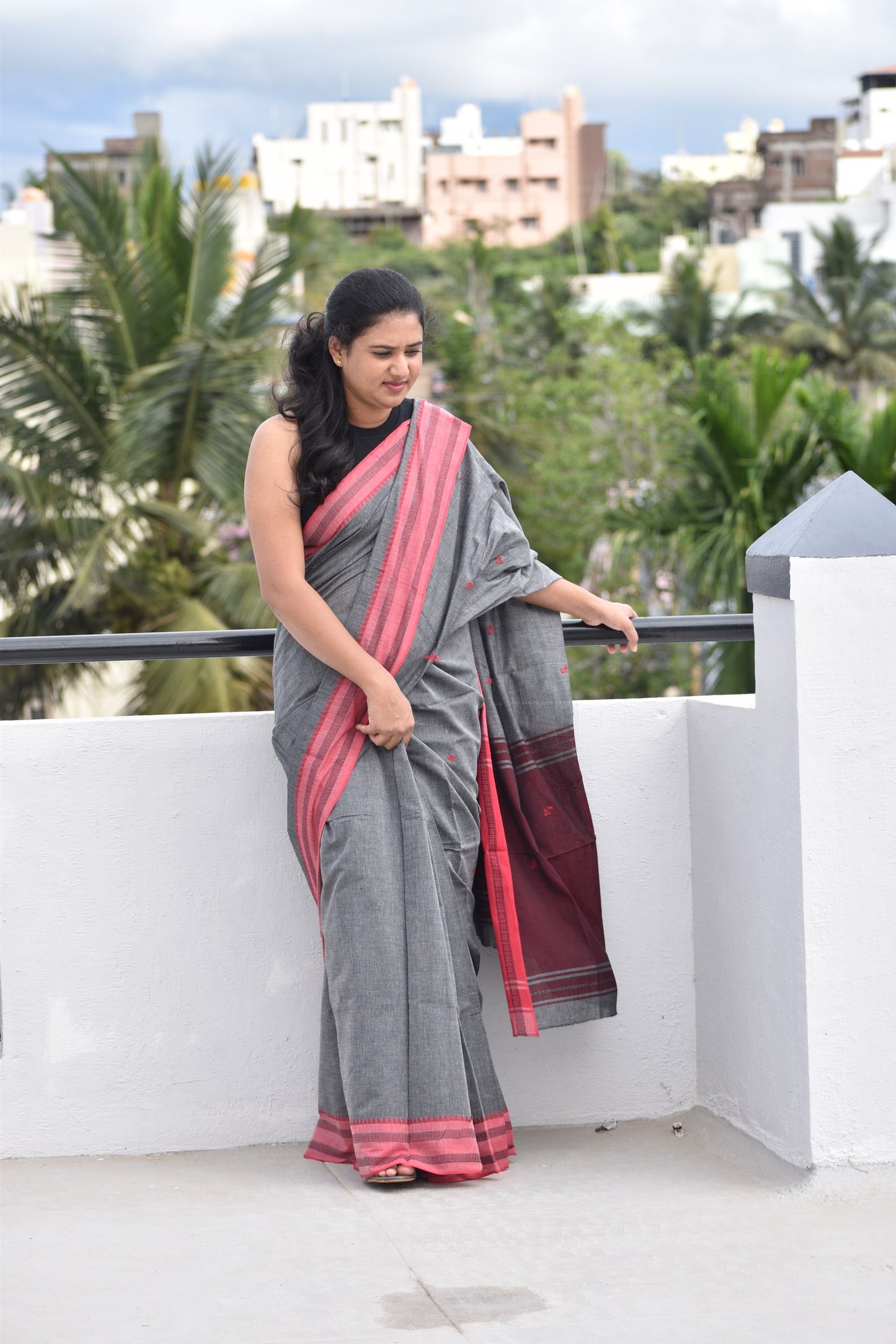 GREY DHANIAKHALI SAREE