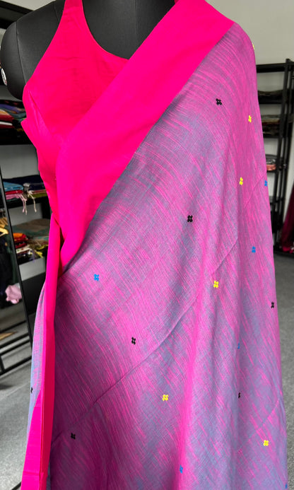 PURPLE KHADI COTTON SAREE