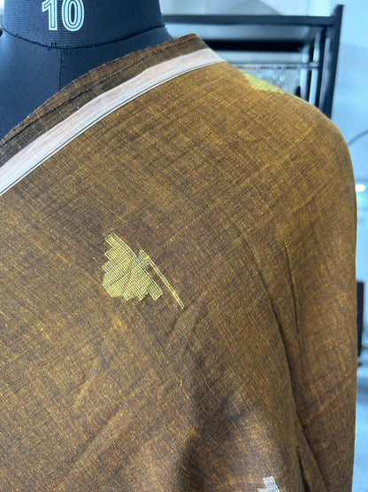 RUST KHADI JAMDANI SAREE