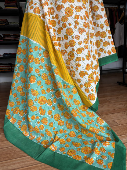 ORANGE QUIRKY MUL SAREE