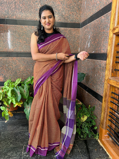 BROWN PATTEDANCHU SAREE.