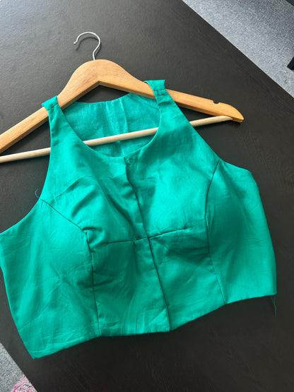 Green boho embroidered blouse