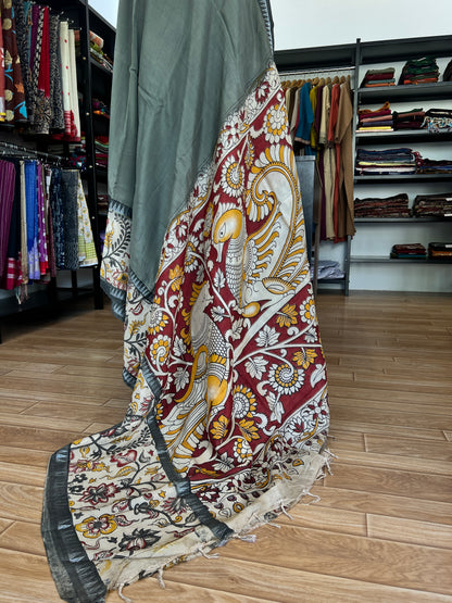 Grey kalamkari saree