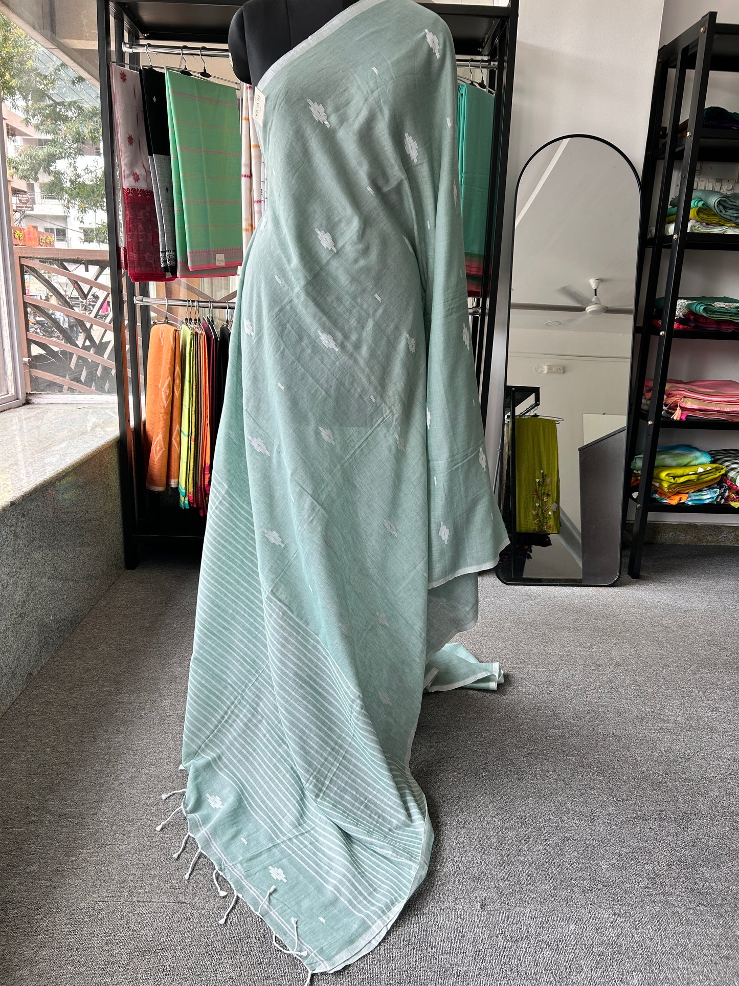 GREEN MUL JAMDANI SAREE