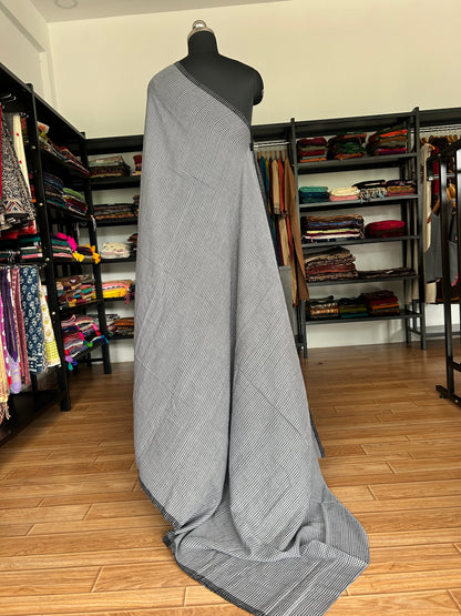 BLACK CHECKS  MUL SAREE