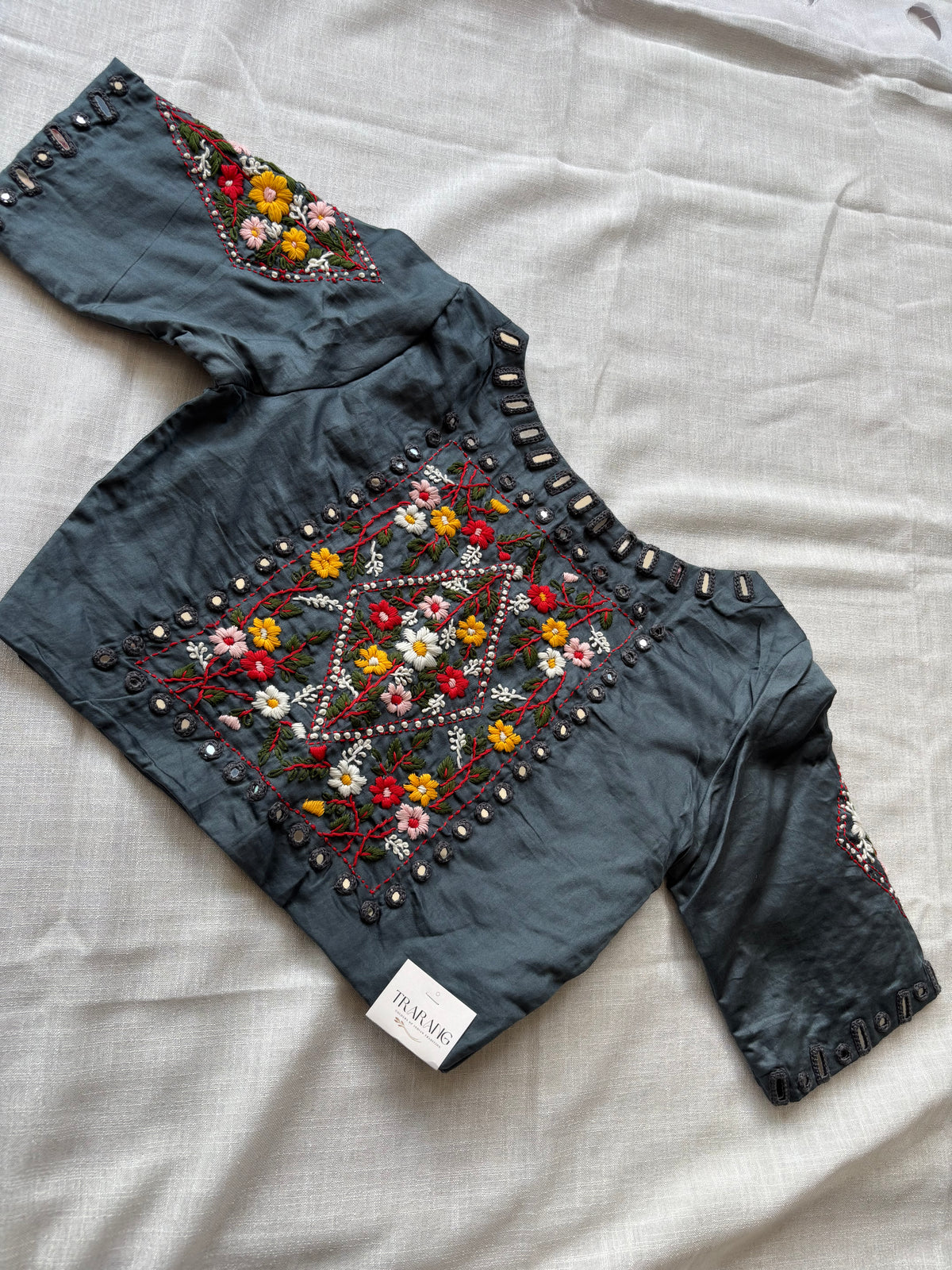 Grey Embroidered blouse