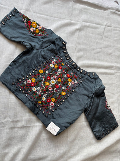 Grey Embroidered blouse