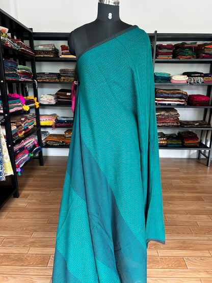 GREEN CHECKS  MUL SAREE