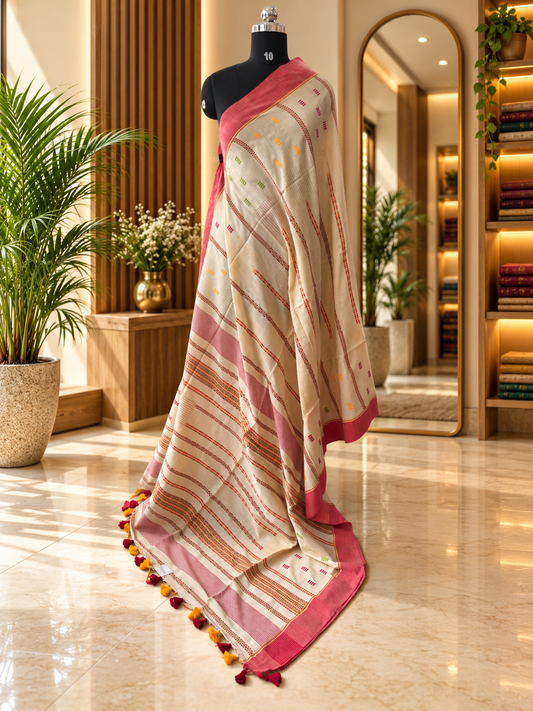 BEIGE JAMDANI SAREE