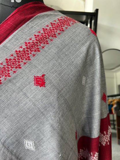 GREY DHANIAKHALI SAREE