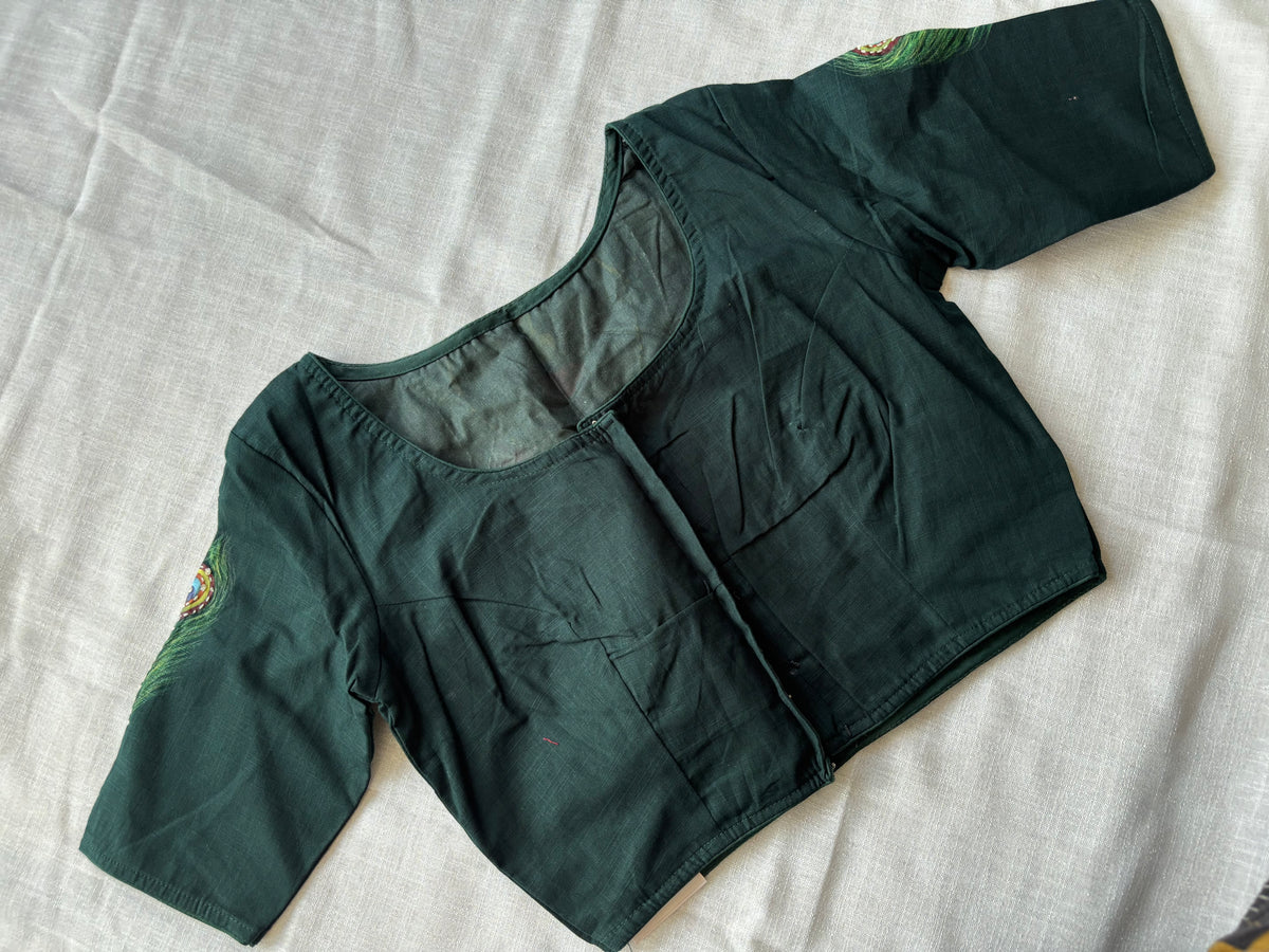 Green hand painted blouse