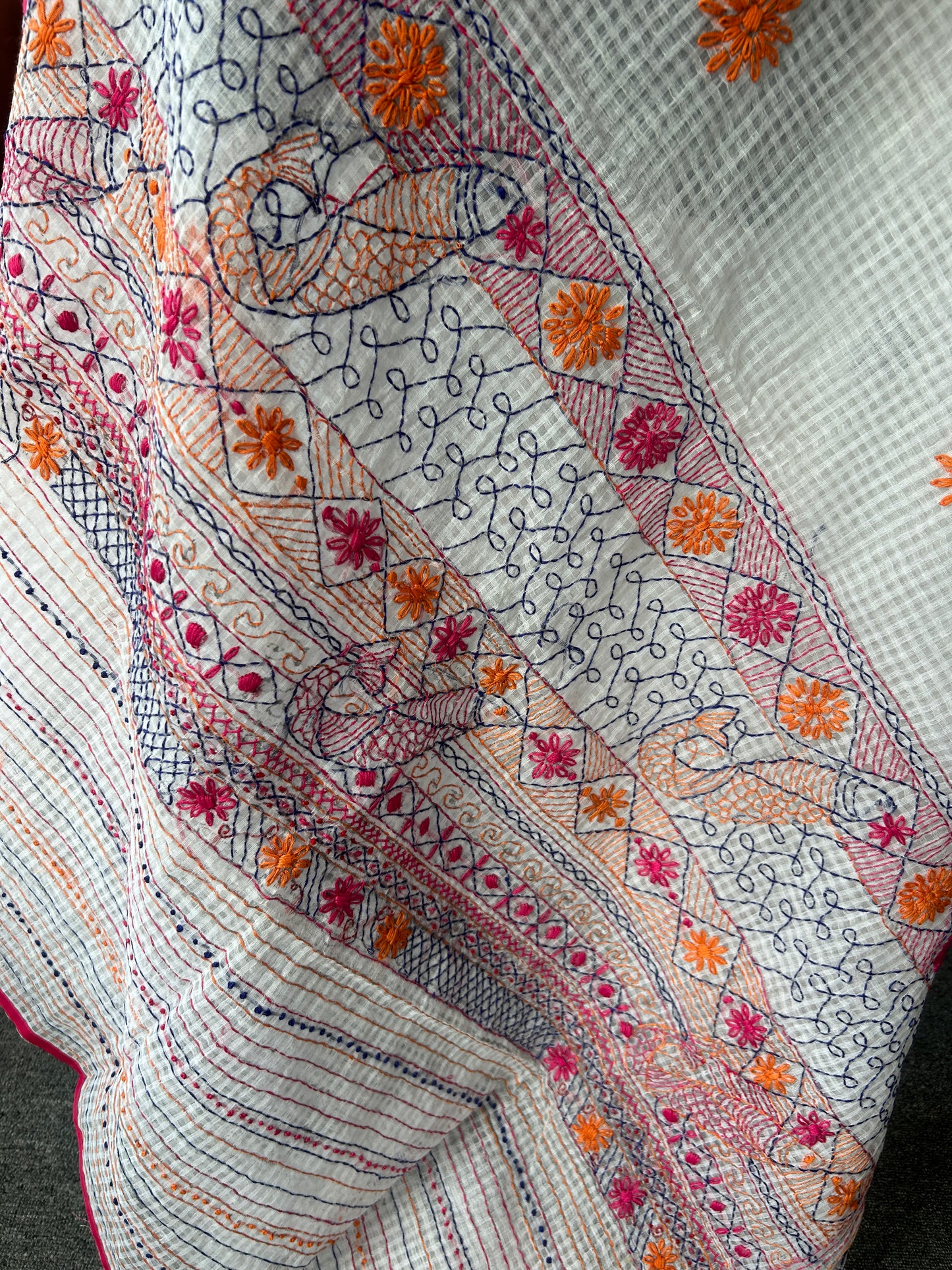 White katha embroidered kota