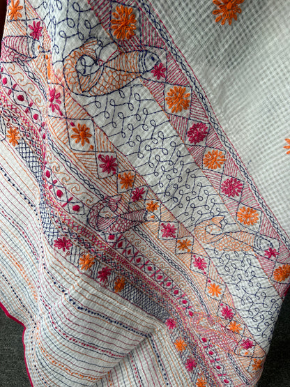 White katha embroidered kota
