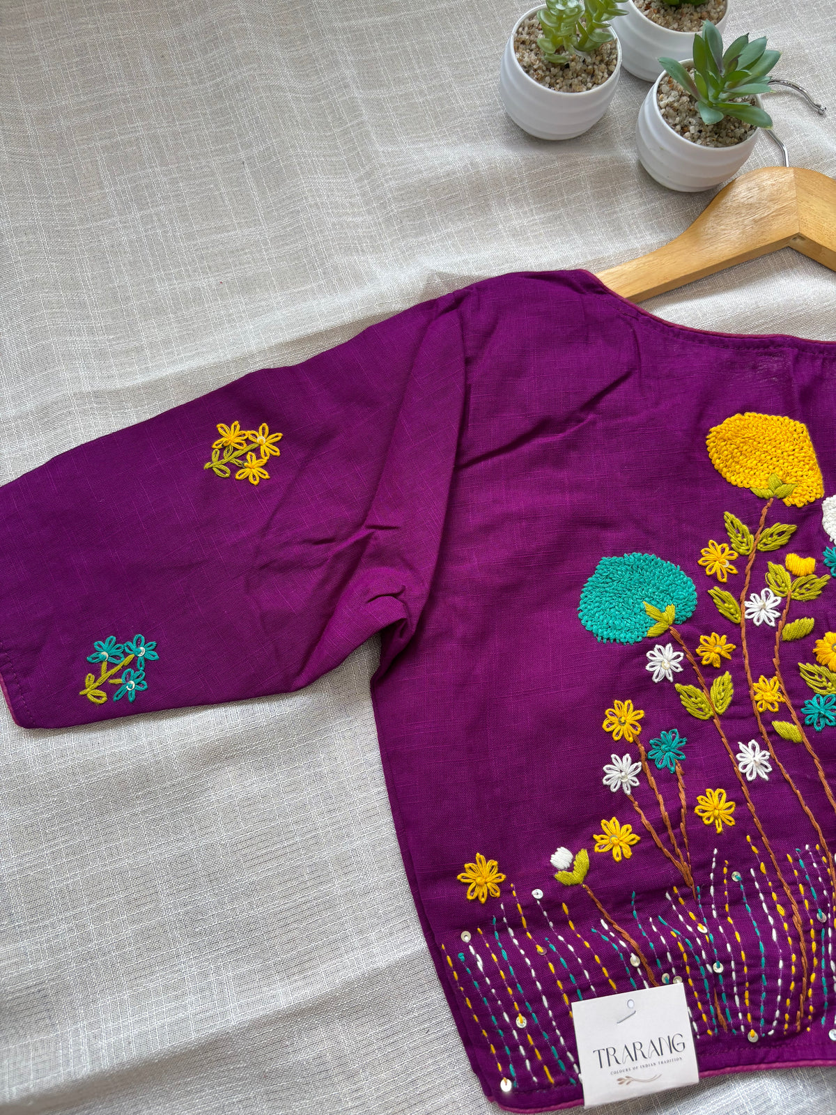 PURPLE MBROIDERED  BLOUSE