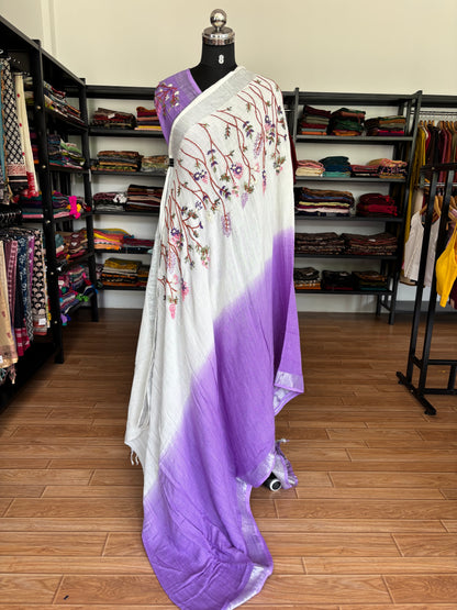 PURPLE LINEN SAREE