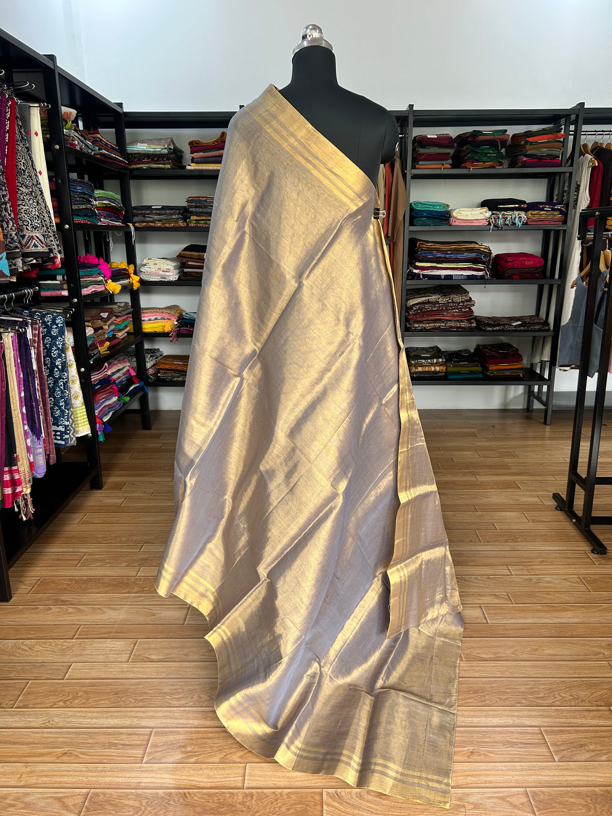 GOLD TISSUE  MUL SAREE