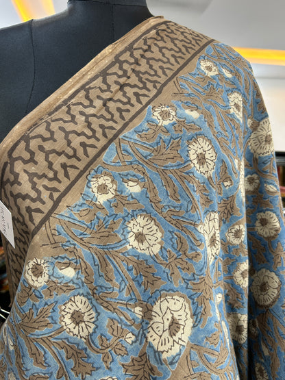 BLUE AJRAKH MUL SAREE