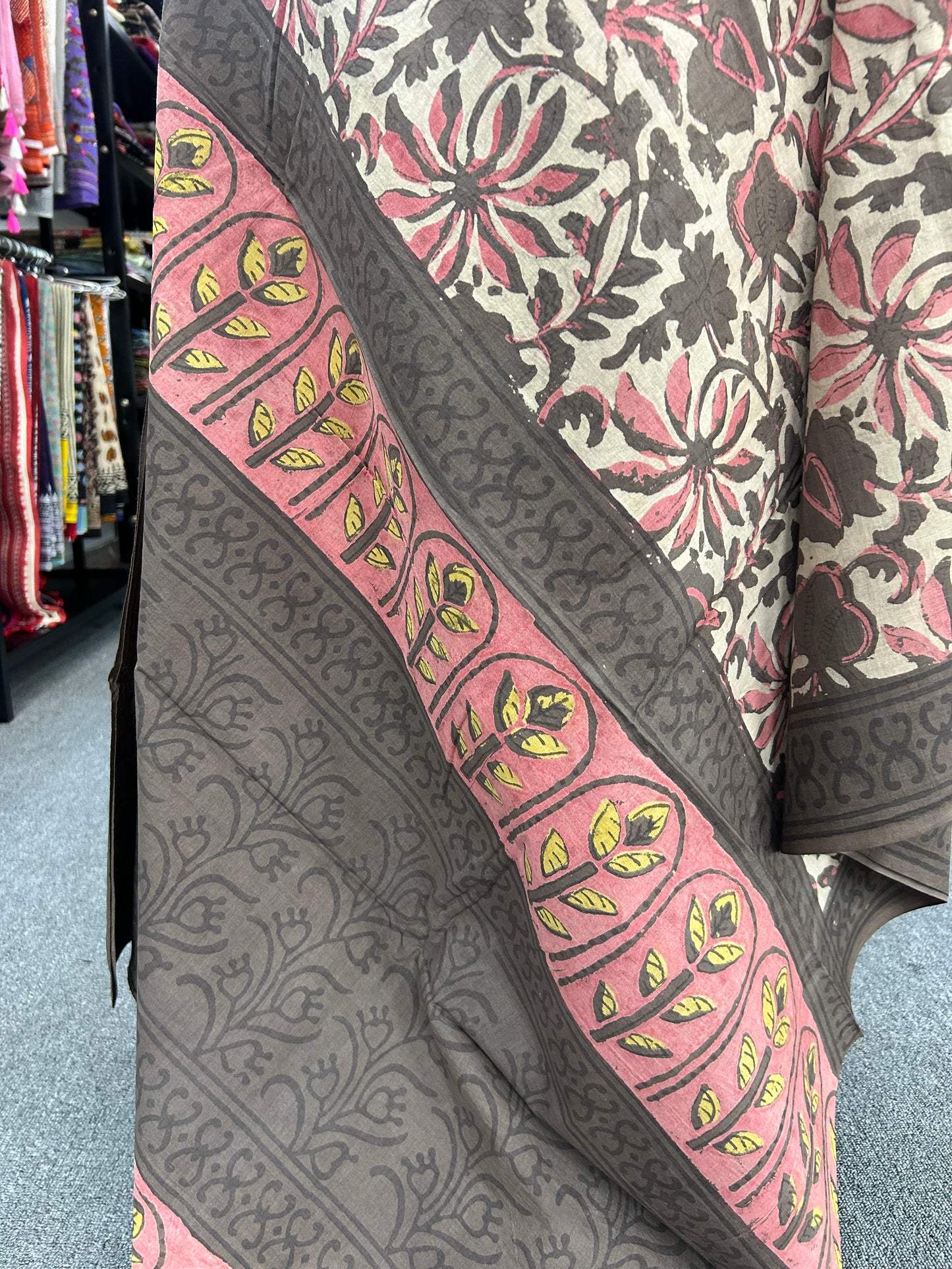PINK AJRAKH MUL SAREE