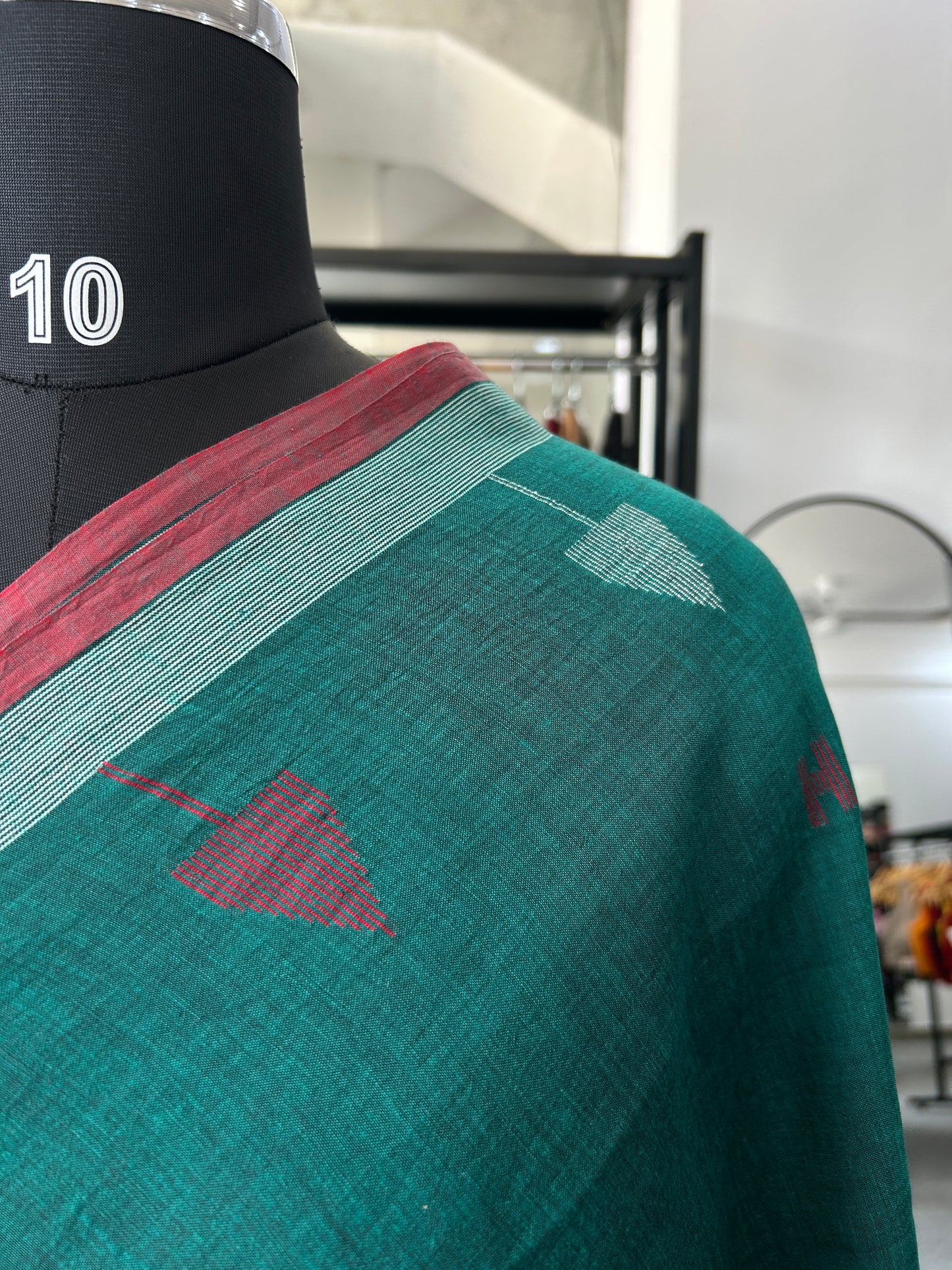 GREEN KHADI JAMDANI SAREE